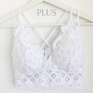 EDEN Plus White Floral Padded Lace Bralette